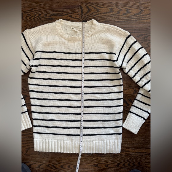 Aero Aeropostale Striped Black White Oversized Crew Pullover Sweater Women M - Picture 8 of 9